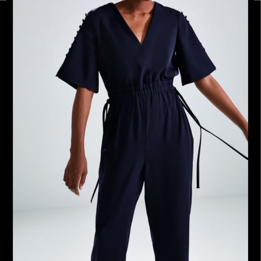 🤍 Zara Navy Blue Buttoned Jumpsuit 2412/533